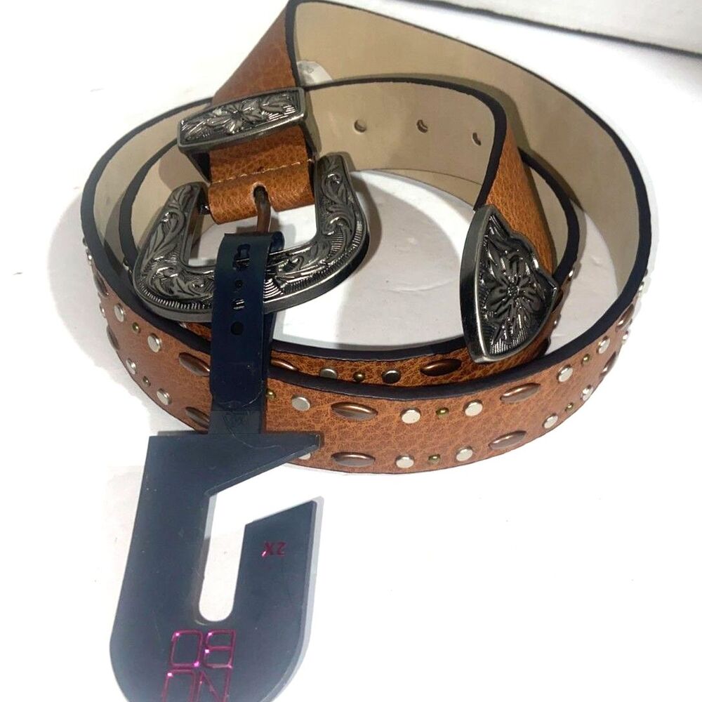 XXLNo Boundaries Women's Brown Belt with Silver Plating Western Boho 49” NEW